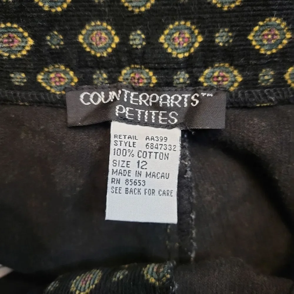 Counterparts Vintage High Waisted Cords Corduroy Shorts Black Whimsigoth Dark